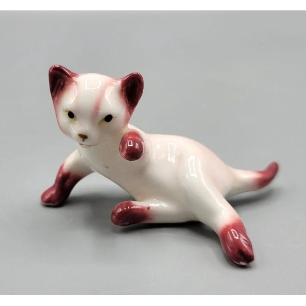 Vintage Porcelain Ceramic Cat Figurine Whimsical Home Shelf Decor